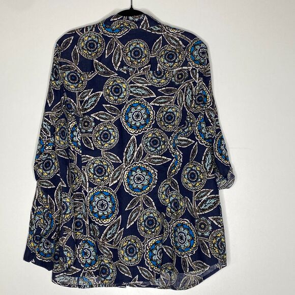 Charter Club Linen Geometric Roll Tab Button Down Shirt Women's Size 16W - Picture 2 of 8